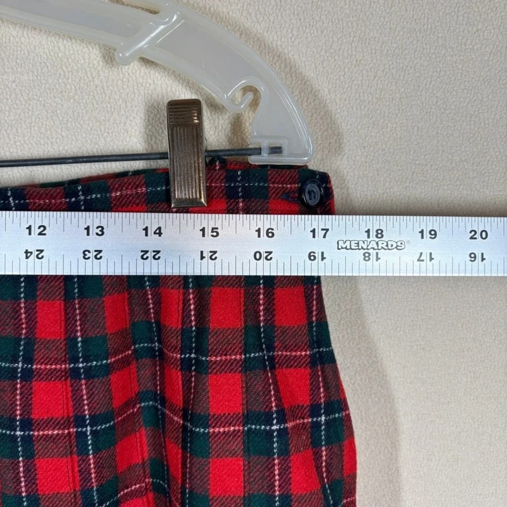 Vtg Pendleton Red Tartan Plaid Pleat Wool Skirt Sz 34‎ Holiday Festive Preppy